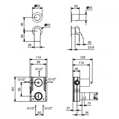 Fantini MYO Встраиваемый Смесители для душа наружная часть, на 3 источника, цвет: черный матовый