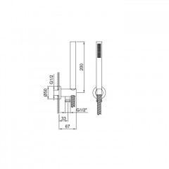 Fantini Venezia Душевой набор: ручная лейка FIT, шланг 150 см, держатель для ручной лейки, цвет: Matt Gun Metal PVD