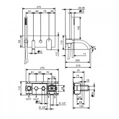 Fantini MYO Встраиваемый Смесители для ванны наружная часть, цвет: черный матовый