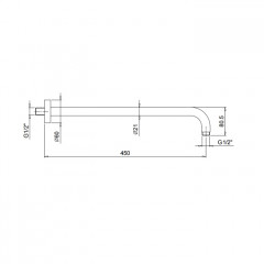 Fantini AF/21 Кронштейн для верхнего душа 45см, цвет Матовая натуральная сталь