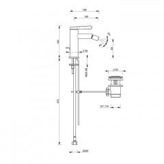 FANTINI Torino Смеситель для биде на 1 отверстие, излив 10,5 см, с донн клап. хром