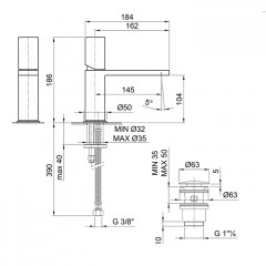 Fantini Milano Смеситель для раковины, 1 отв., с нажимн. донным клапаном, излив 145мм, цвет: Matt Gun Metal PVD