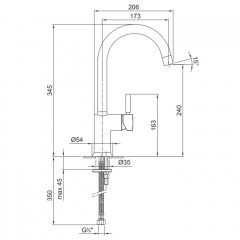 Fantini Cafe Смеситель для раковины, 1 отв., без донного клапана, излив 175мм, цвет: хром