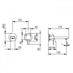 Fantini Lame Смеситель для раковины, встраиваемый, на 2 отв, без донного клапана, излив 150мм (наружняя часть), цвет: хром