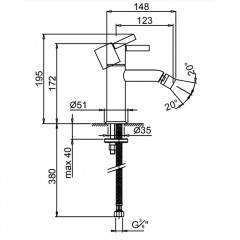 Fantini Nostromo Смеситель для биде, 1 отв., без донного клапана, цвет: нержавеющая сталь