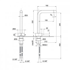 Fantini AF/21 Смеситель для раковины, 1 отв., без донного клапана, излив 155мм, цвет: матовая натуральная сталь