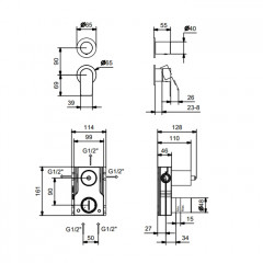 Fantini MYO Встраиваемый Смесители для душа наружная часть, на 3 источника, цвет: хром