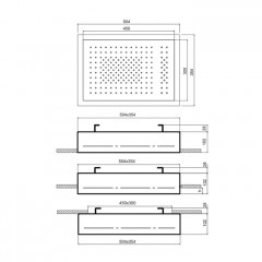 Fantini Acquafit Верхний душ 50 х35 см двойной дождь, поток, светодиоды, хромотерапия,цвет Matt Gun Metal PVD