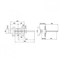 Fantini Venezia/Milano Излив встраиваемый для ванны (наружная часть), правая версия,цвет Matt British Gold PVD