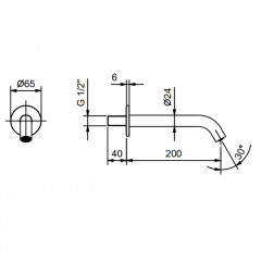 FANTINI NOSTROMO Излив смесителя для раковины 200 мм., настенный, цвет черный матовый