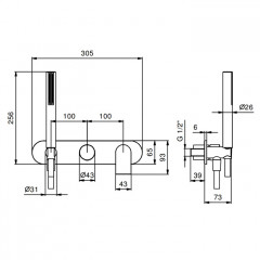 Fantini Mare Смеситель для душа, встраиваемый, на 2 источника, с ручн душем, (наружняя часть), цвет: хром