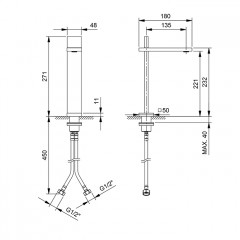 Fantini Ak/25 Смеситель для раковины на 1 отверстие, высокий излив Matt Gun Metal PVD