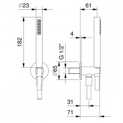 FANTINI AA/27 Душевой гарнитур с настенным держателем с подводом воды, ручным душем и шлангом 1500 мм., отделка Matt Gun Metal PVD