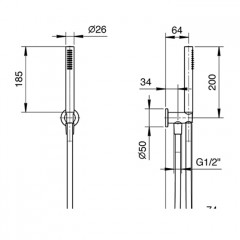 Fantini Nostromo Ручной душ с держателем и шлангом, цвет Matt British Gold PVD