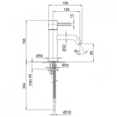 Fantini AF/21 Смеситель для раковины, 1 отв., без донного клапана, излив 126мм, цвет: Matt British Gold PVD