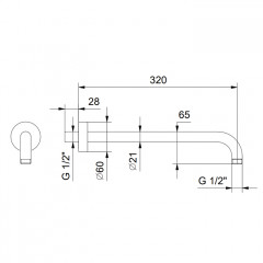 FANTINI FONTANE BIANCHE Держатель верхнего душа 450 мм., настенный, цвет Matt Gun Metal PVD