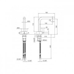 Fantini AF/21 Смеситель для раковины, 1 отв., без донного клапана, излив 155мм, цвет: Matt Copper PVD
