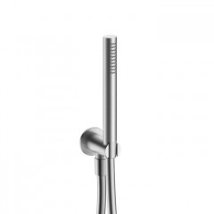 Fantini Milano Душевой набор: вывод воды 1/2", шланг 150 см, ручная лейка FIT, держатель для лейки, цвет: матовая натуральная сталь