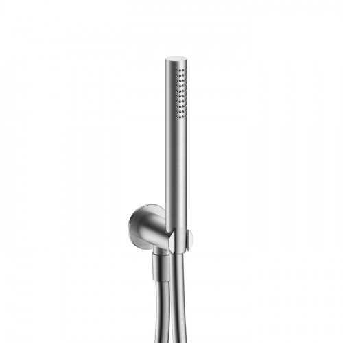Fantini Milano Душевой набор: вывод воды 1/2", шланг 150 см, ручная лейка FIT, держатель для лейки, цвет: матовая натуральная сталь