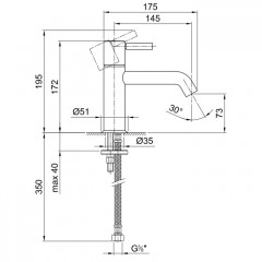 Fantini Nostromo Смеситель для раковины, 1 отв., без донного клапана, излив 145мм, цвет: хром