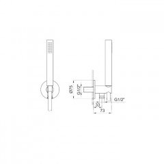 Fantini AL/23 Душевой набор: вывод воды 1/2", шланг 150 см, ручная лейка FIT, держатель для лейки, цвет: хром