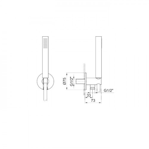 Fantini AL/23 Душевой набор: вывод воды 1/2", шланг 150 см, ручная лейка FIT, держатель для лейки, цвет: хром