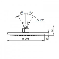 Fantini AK/25 Верхний душ 20 см, защита от известкового налета, цвет Nickel PVD