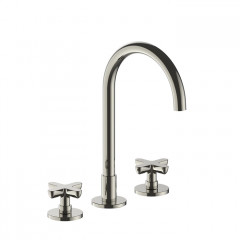 Fantini Icona Classic Смеситель для раковины, 3 отв., с нажимн. донным клапаном, излив 160мм, цвет: никель