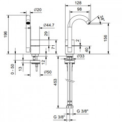 FANTINI AA/27 Смеситель для раковины на 1 отверстие, однорычажный, без донного клапана, цвет Matt Gun Metal PVD