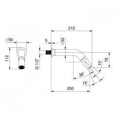 FANTINI AA/27 Верхний душ 32 мм., с настенным держателем 200 мм., отделка матовая натуральная сталь