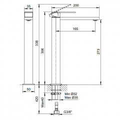 Fantini Mint Смеситель для раковины, 1 отв., без донного клапана, излив 165мм, цвет: нержавеющая сталь