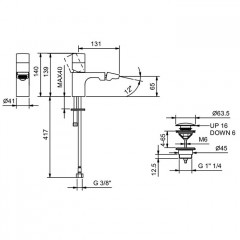 Fantini Nice Смеситель для биде, 1 отв., излив 130мм, с донным клапаном, цвет: хром