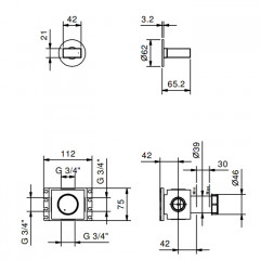 FANTINI VENEZIA Запорный вентиль, без ручки, внешняя часть, цвет Matt Copper PVD