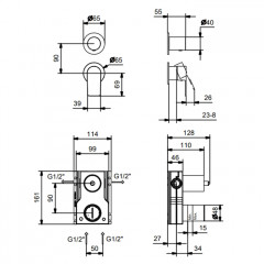 Fantini MYO Встраиваемый Смесители для душа наружная часть, на 2 источника, цвет: черный матовый