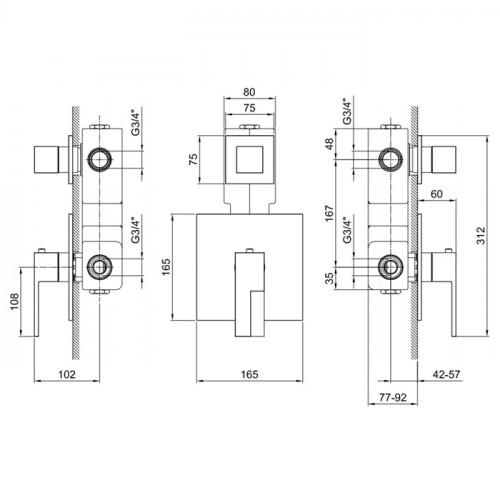 Fantini AR/38 Встраиваемый термостат для душа на 1 источник, 3/4", (без ручки, наружняя часть), цвет: хром