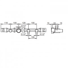 FANTINI Внутренняя часть смесителя для ванны, переключатель на 2 источника, 1/2"