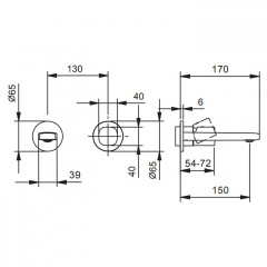Fantini Lame Смеситель для раковины, встраиваемый, на 2 отв, без донного клапана, излив 150мм (наружняя часть), цвет: хром