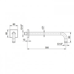 FANTINI Держатель верхнего душа 300 мм., настенный, цвет черный матовый