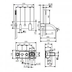 Fantini MYO Встраиваемый Смесители для ванны наружная часть, цвет: хром