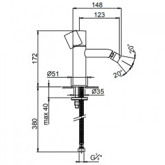 Fantini Nostromo Смеситель для биде, 1 отв., без донного клапана, цвет: нержавеющая сталь