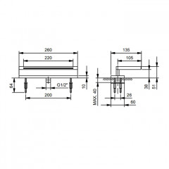 Fantini AK/25 Излив для ванны 105 мм., набортный, цвет Matt Gun Metal PVD
