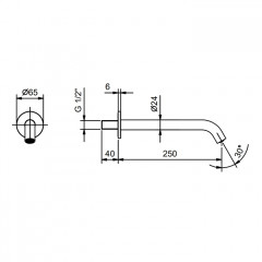 FANTINI NOSTROMO Излив смесителя для раковины 250 мм., настенный, цвет черный матовый