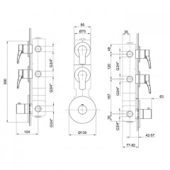 Fantini Внутренняя часть термостатического смесителя для душа, 2 источника, 3/4"