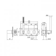 Fantini Milano Смеситель для душа, встраиваемый, на 2 источника, с ручн.душем, (наружняя часть), цвет: Matt Gun Metal PVD