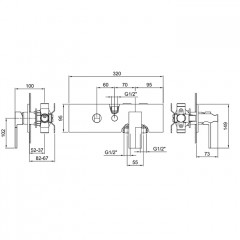 Fantini Внутренняя часть смесителя для душа, переключатель на 2 источника, 1/2"