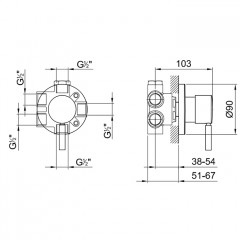 Fantini Внутренняя часть смесителя для душа, переключатель на 3 источника, с Eco System, 1/2''