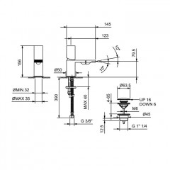 Fantini Milano Смеситель для биде, 1 отв., с донным клапаном, излив 125мм, цвет: Matt Gun Metal PVD