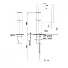 Fantini Milano Смеситель для раковины, 1 отв., без донного клапана, излив 110мм, цвет: Matt Gun Metal PVD