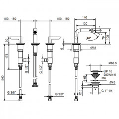 Fantini Icona Deco Смеситель для биде, 3 отв., с донным клапаном, цвет: хром
