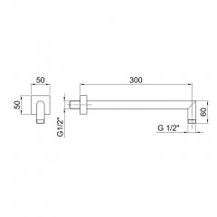 Fantini Mint Кронштейн для душевой лейки 30 см, цвет: матовая натуральная сталь